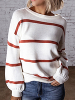 Pull Femme Pull Tripes Col Bateau Manches Longues Pulls