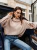 Pull Femmes Décontracté à Col Montant avec Manches Longues Amples Imprimé Les Fleurs Unicolore Pull Femmes