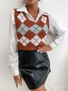Pull Gilet Imprimé Femme Court à Col Rond Pull Femme