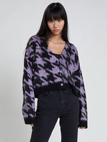 Pull Imprimé Court Décontracté Femme à Col V avec Manches Longues Bicolores Pull Femme