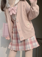 Pull Lolita Cardigan Rose Noeuds Polyester Manches Longues Printemps Lolita Outwears
