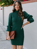Pull Long Robe Femme Hiver à Col Montant Silhouette Coupe Cintrée avec Manche Longue Unicolore Femme Robe