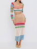 Pull Robe Longue Femme à Col Rond avec Manches Longues Coupe Cintrée Sexy