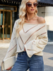Pull tricoté ajouré à col bijou et manches longues pour femme haut décontracté pour le printemps 2025