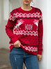 Pullovers pour les femmes Motif rouge de Noël Jewel Neck manches longues Pull