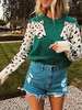 Pullovers pour les femmes vert Jewel Neck manches longues Pulls d\