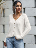 Pulls Cardigans Acrylique Blanc Boutons à manches longues col en V Street vêtements de loisirs