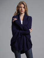 Pulls Cardigans Acrylique Marine Foncé Manches Longues