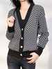 Pulls Cardigans en Mailles Imprimés Femmes à col V avec Manches Longues Fermeture avec Boutons Cousu Bicolores