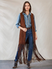 Pulls Cardigans Gris Frange Sans Manches