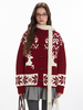 Pulls Cardigans Rouge Polyester Imprimé Animal Manches Longues Col Bijou Surdimensionné
