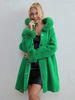 Pulls Cardigans Vert Acrylique Zipper Manches Longues À Capuche Oversize