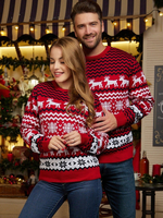 Pulls Chandail Motif De Noël Col Rond Manches Longues Top