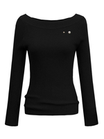 Pulls Courts Femmes en Maille à Col Rond avec Manches Longues Coupe Cintrée avec Décors Unicolore