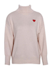 Pulls Femme Rose Clair Col Montant Manches Longues Polyester Pulls