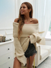 Pulls femmes abricot col bateau manches longues pulls en acrylique