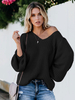 Pulls Femmes Courts en Mailles avec Manches Longues Amples avec Epaules Nues Unicolore
