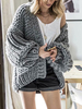 Pulls gris acrylique manches longues Cardigans col bijou