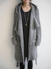 Pulls gris Cardigans femmes à capuche manches longues à lacets long pull manteau