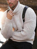 Pulls Homme Col Montant Hiver Écru Blanc Simple Chic