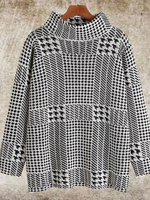 Pulls hommes Tricots Col Montant Géométrique Hiver Noir Motif Carreaux