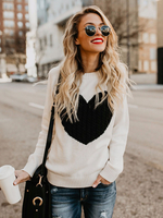Pulls Pour Femme Beige Col Rond Manches Longues Chandail