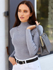Pulls Pour Femme Gris Col Montant Manches Longues Chandails