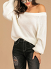 Pulls Pour Femme Pulls à manches longues blanc à épaules dénudées