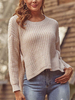 Pulls pour femmes Abricot Split Front Jewel Neck manches longues Pulls en polyester