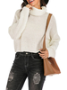 Pulls pour femmes blanc col haut manches longues chandails en acrylique en vrac