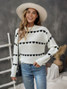 Pulls Pour Femmes Blancs Bicolores Col Bijou Manches Longues Top