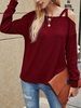 Pulls pour femmes bordeaux col bateau manches longues épaule ouverte pulls en polyester