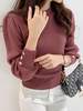 Pulls Pour Femmes Boutons Rouge Brique Pulls Manches Longues Col Bijou