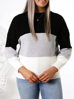 Pulls Pour Femmes Gris Jewel Neck Manches Longues Pulls Courts