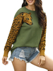 Pulls pour femmes Hunter Green Animal Print Jewel Neck manches longues chandails en acrylique