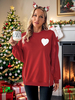 Pulls pour femmes nœuds rouges motif de Noël col bijou manches longues pulls superposés en polyester