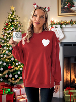 Pulls pour femmes nœuds rouges motif de Noël col bijou manches longues pulls superposés en polyester