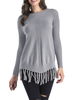 Pulls Pour Femmes Pulls À Manches Longues Gris Jewel Neck Avec Glands