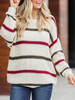 Pulls Pour Femmes Rayures Abricot Col Bijou Manches Longues Pulls