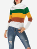 Pulls Pour Femmes Rayures Blanches Col Haut Manches Longues Pulls Courts