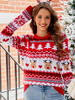 Pulls Pour Femmes Rouge Noël Col Rond Manches Longues Cardigan
