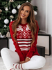 Pulls Pour Femmes Rouge Noël Col Rond Manches Longues Cardigan En Acrylique