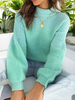 Pulls Pour Femmes Vert Jewel Neck Manches Longues Polyester Pulls