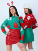 Pulls pour femmes vert motif de noël col bijou manches longues pulls en acrylique