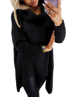 Pulls unicolore manches longues col roulé noir Tricots Pull-over