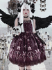 Punk Gothic Lolita JSK Robe Volants Bordeaux Sans Manches Polyester Lolita Pull Jupes
