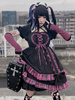 Punk gothique Harajuku noir Lolita OP robe à carreaux noir sans manches Polyester Lolita une pièce robes