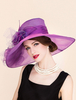 Purple Hat Retro Costume Accessoires Femmes Fascinator Chapeau Organza Royal Headpieces Déguisements Halloween