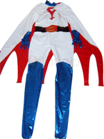 PVC blanc Matière unisexe Super Hero Combinaison avec le Cap- Déguisements Halloween