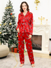 Pyjama à motif de Noël rouge col rabattu bouton sur le devant vêtements de nuit